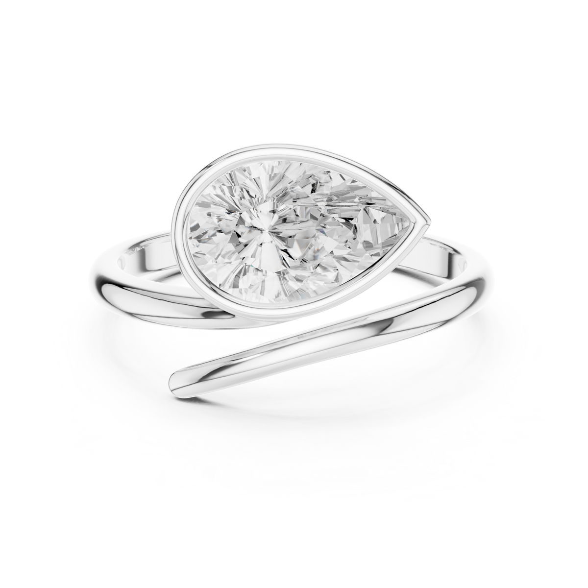 Elegant Pear-Cut Bezel Wrap Diamond Ring