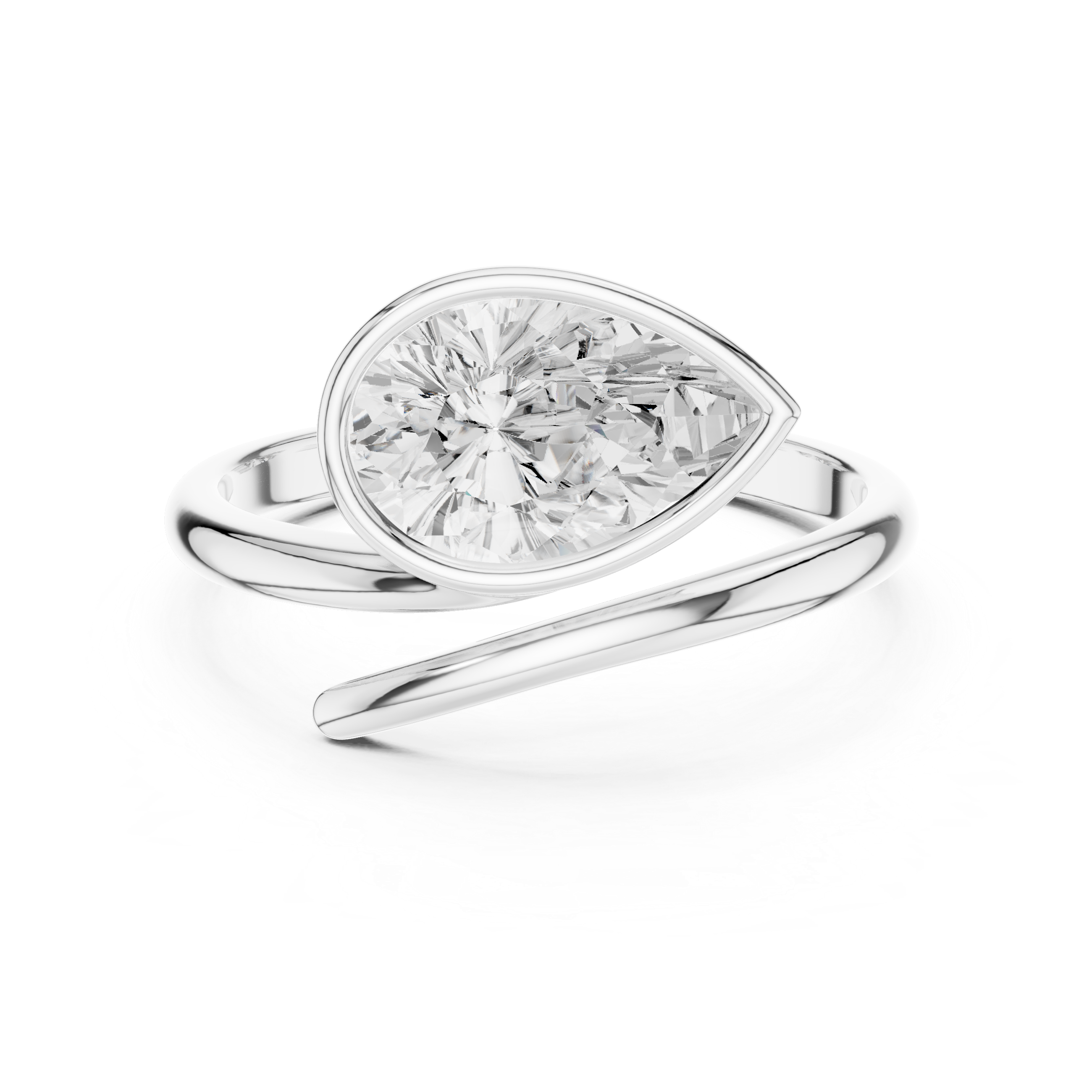 Elegant Pear-Cut Bezel Wrap Diamond Ring