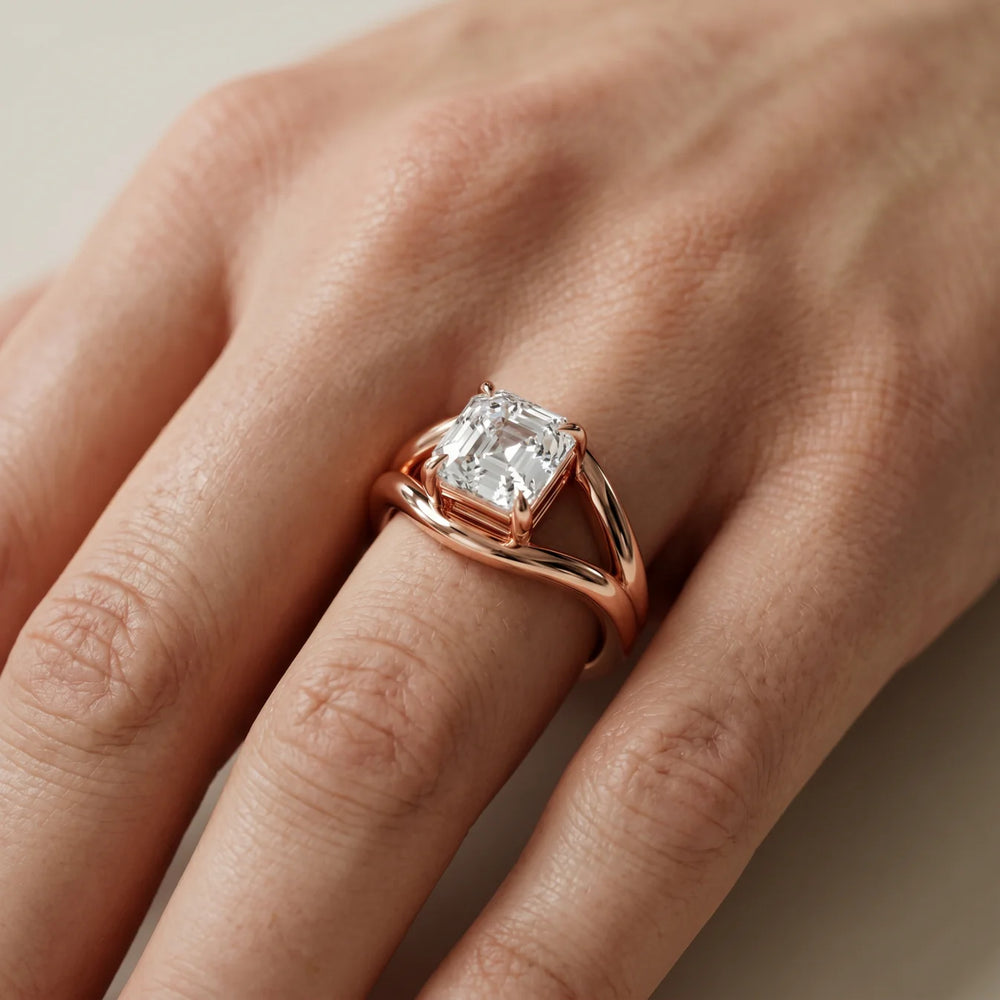 Seraphina Criss Cross Round Diamond Engagement Ring