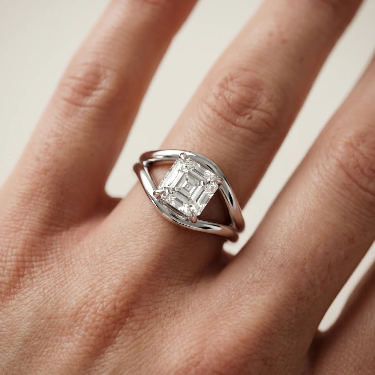Seraphina Criss Cross Round Diamond Engagement Ring