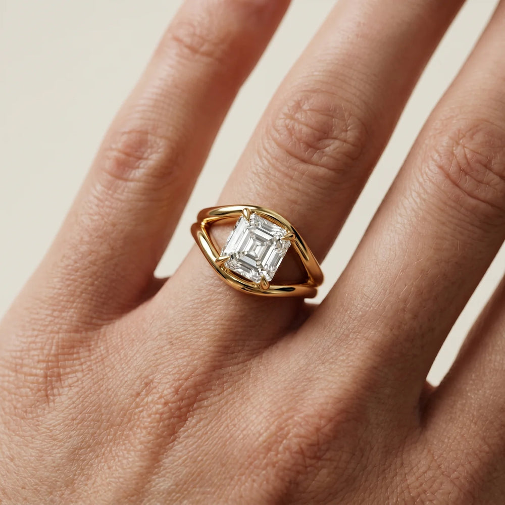 Seraphina Criss Cross Round Diamond Engagement Ring
