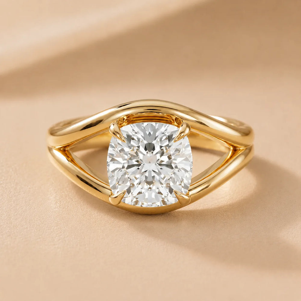 Seraphina Criss Cross Round Diamond Engagement Ring