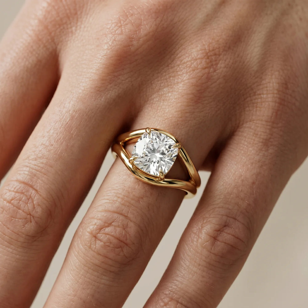 Seraphina Criss Cross Round Diamond Engagement Ring