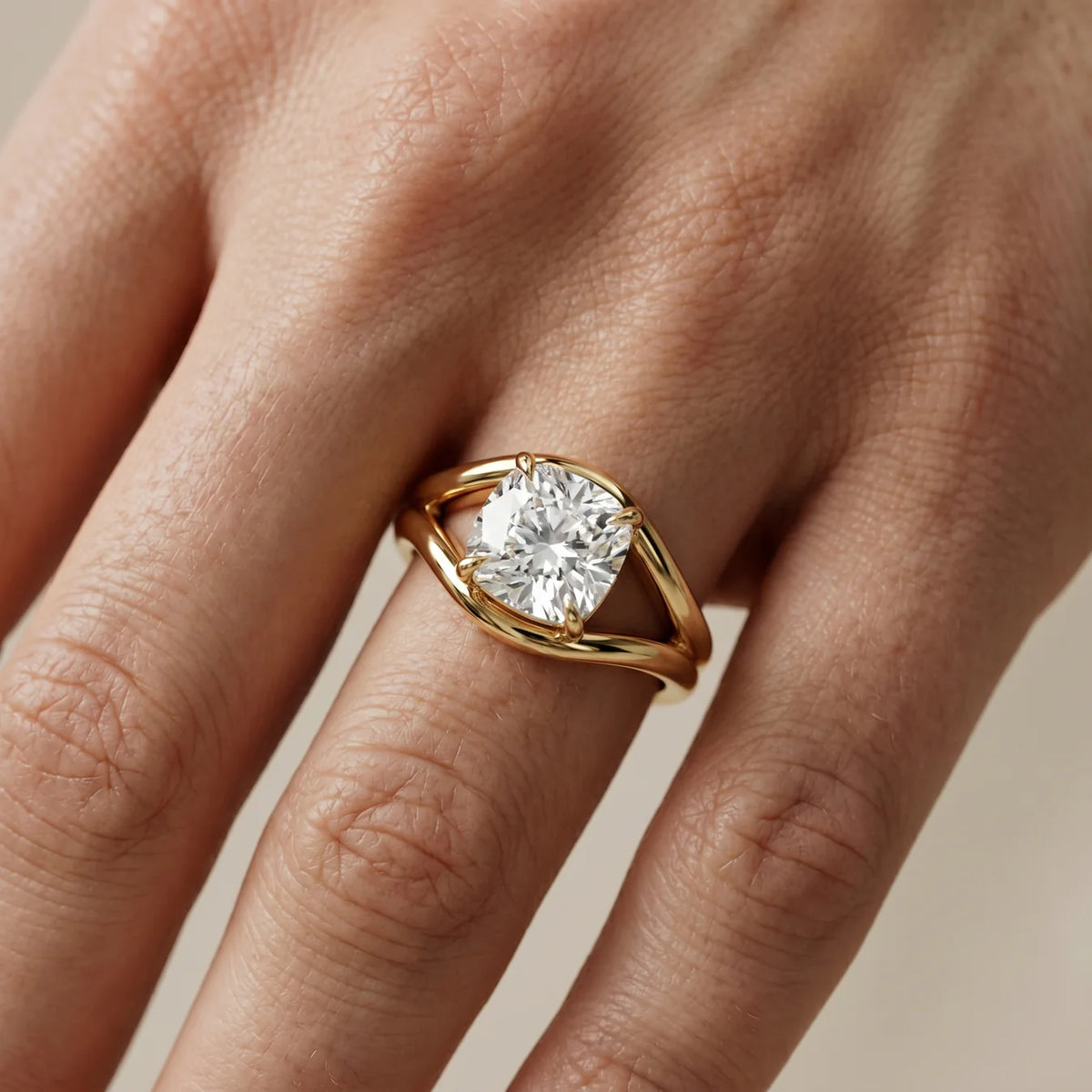 Seraphina Criss Cross Round Diamond Engagement Ring