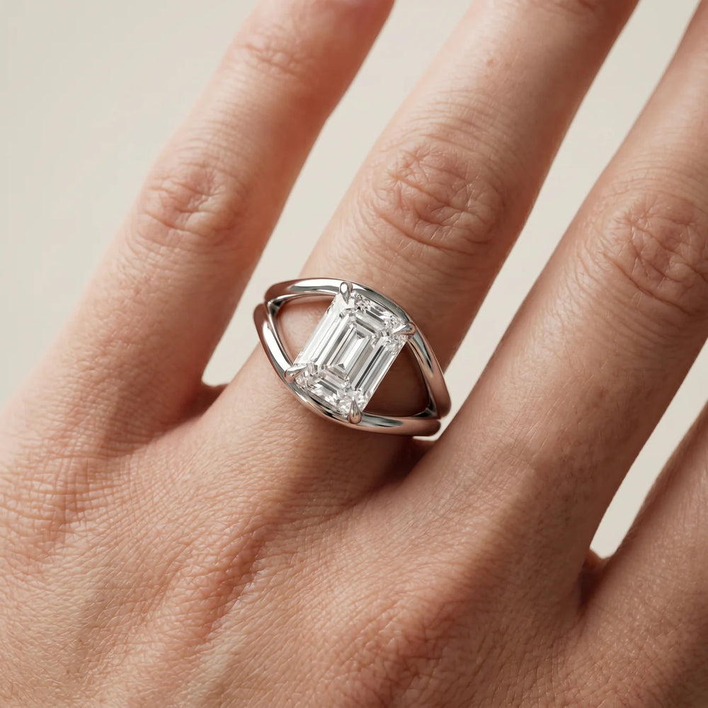 Seraphina Criss Cross Round Diamond Engagement Ring