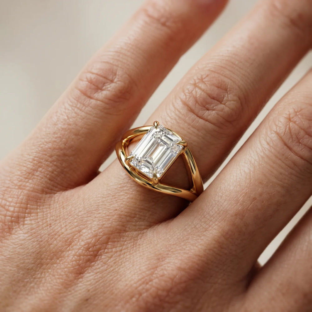 Seraphina Criss Cross Round Diamond Engagement Ring