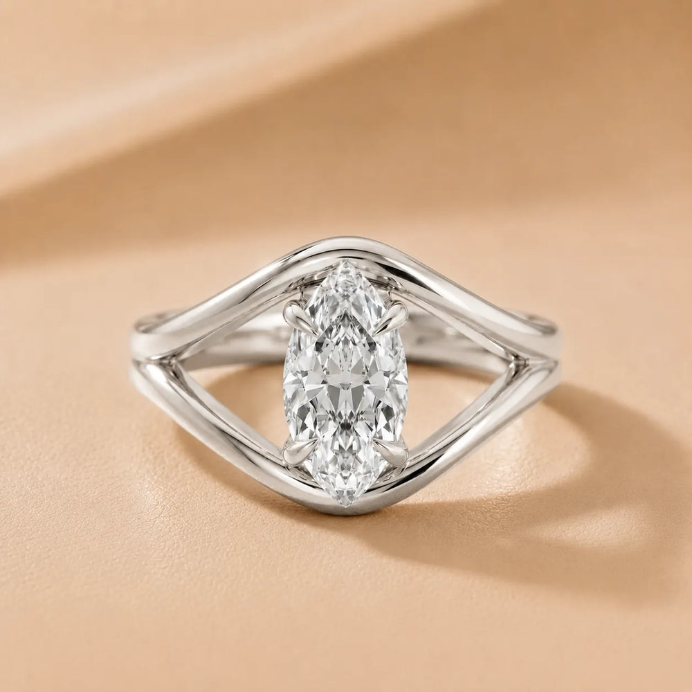 Seraphina Criss Cross Round Diamond Engagement Ring