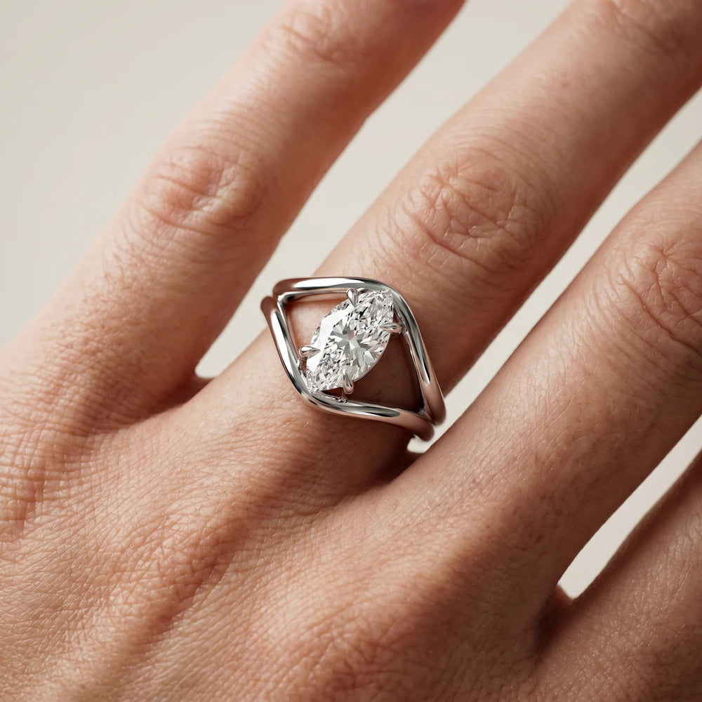 Seraphina Criss Cross Round Diamond Engagement Ring