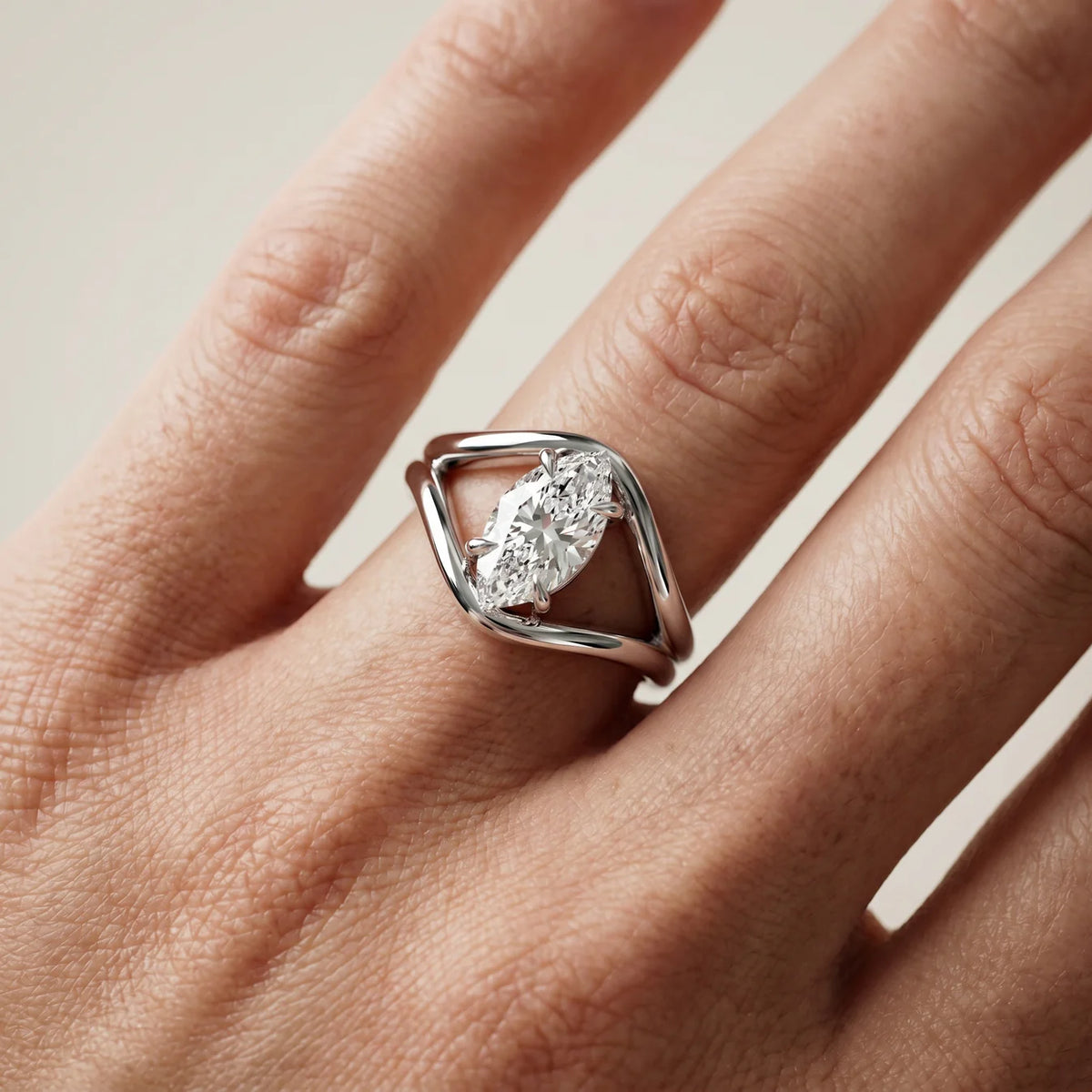 Seraphina Criss Cross Round Diamond Engagement Ring
