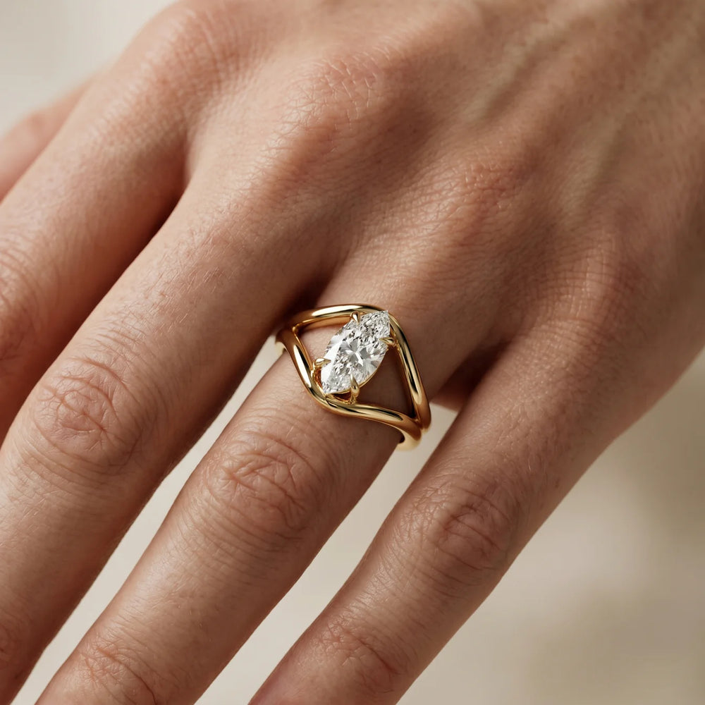 Seraphina Criss Cross Round Diamond Engagement Ring