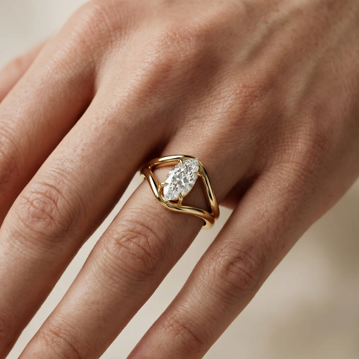 Seraphina Criss Cross Round Diamond Engagement Ring