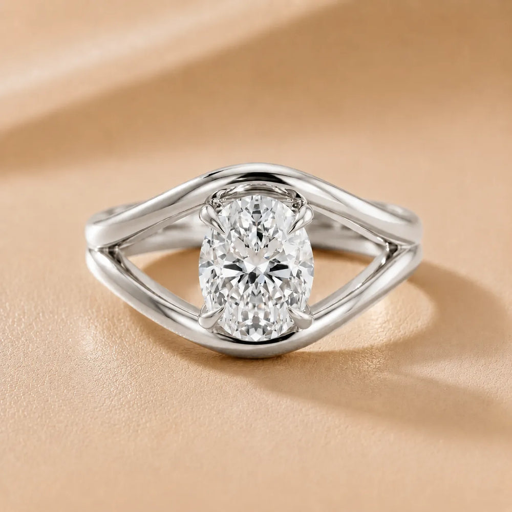 Seraphina Criss Cross Round Diamond Engagement Ring