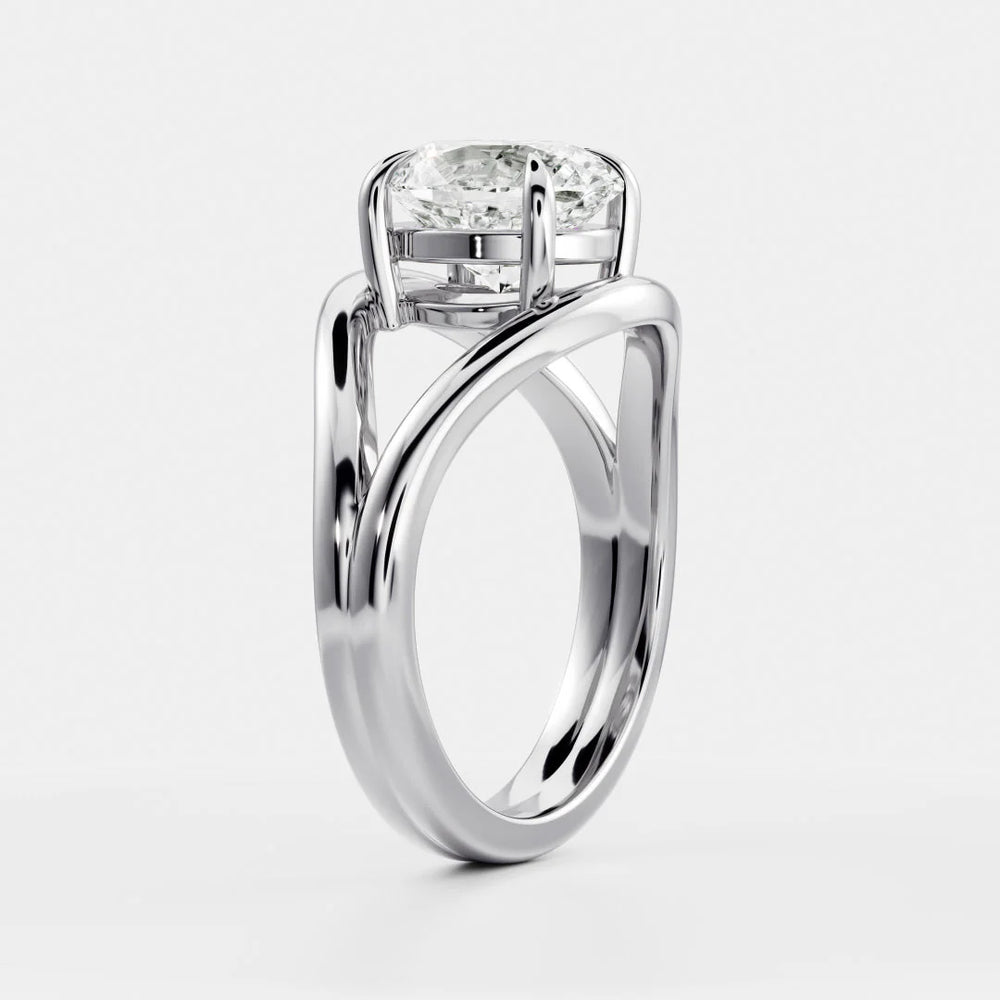 Seraphina Criss Cross Round Diamond Engagement Ring