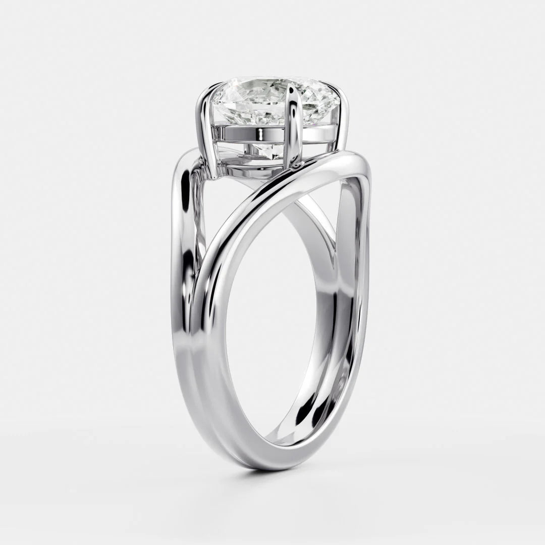Seraphina Criss Cross Round Diamond Engagement Ring