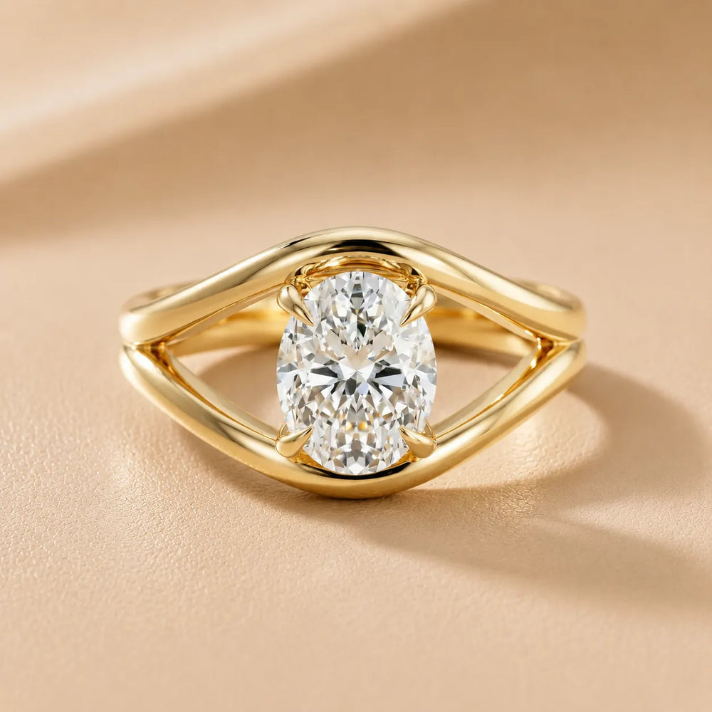 Seraphina Criss Cross Round Diamond Engagement Ring