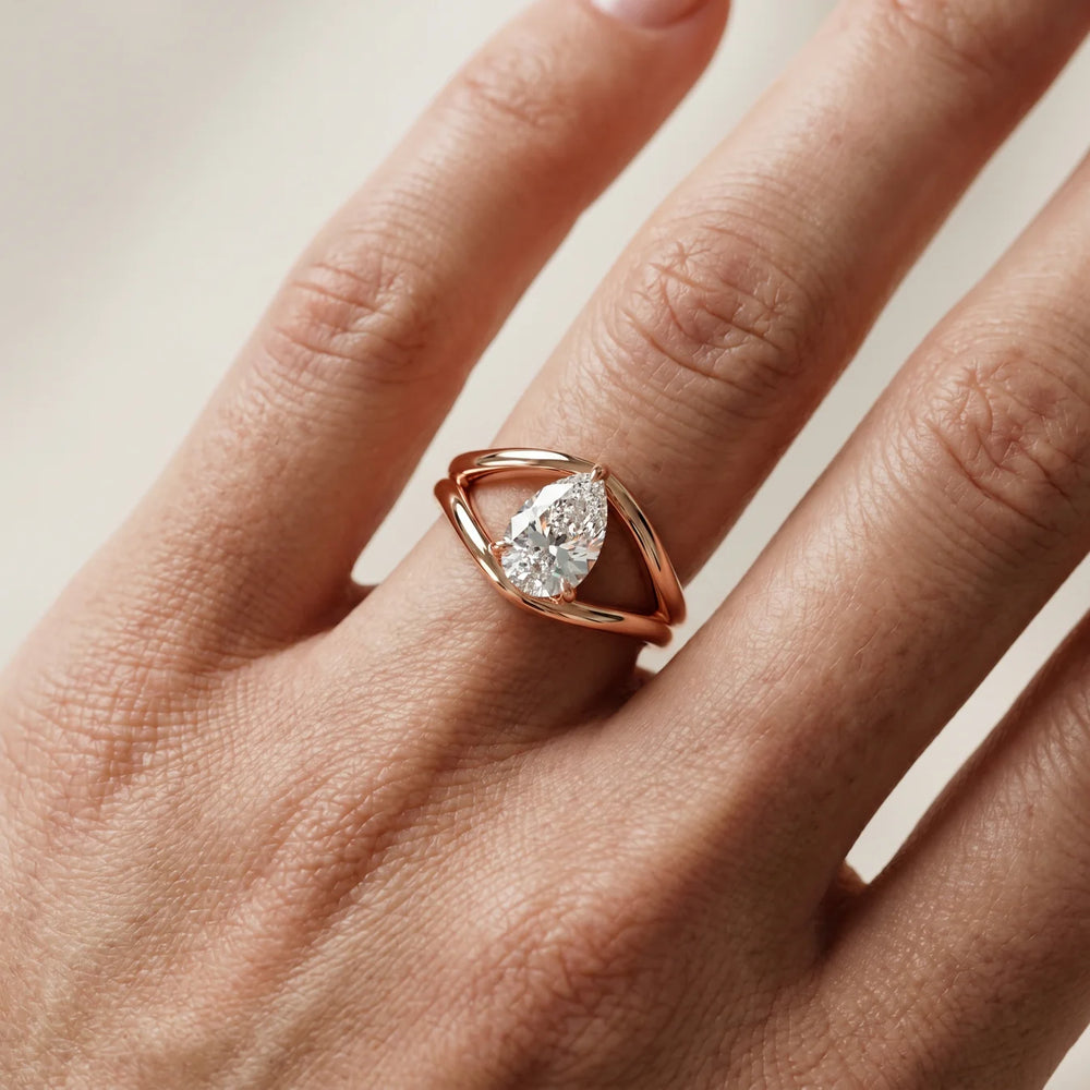 Seraphina Criss Cross Round Diamond Engagement Ring