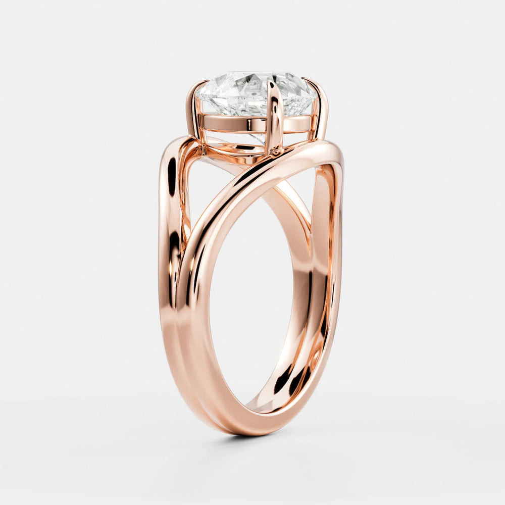 Seraphina Criss Cross Round Diamond Engagement Ring