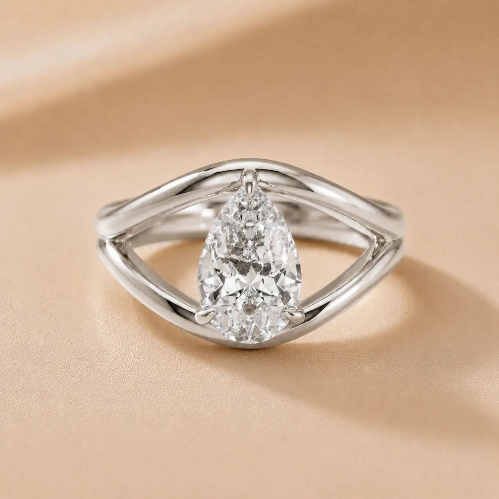 Seraphina Criss Cross Round Diamond Engagement Ring