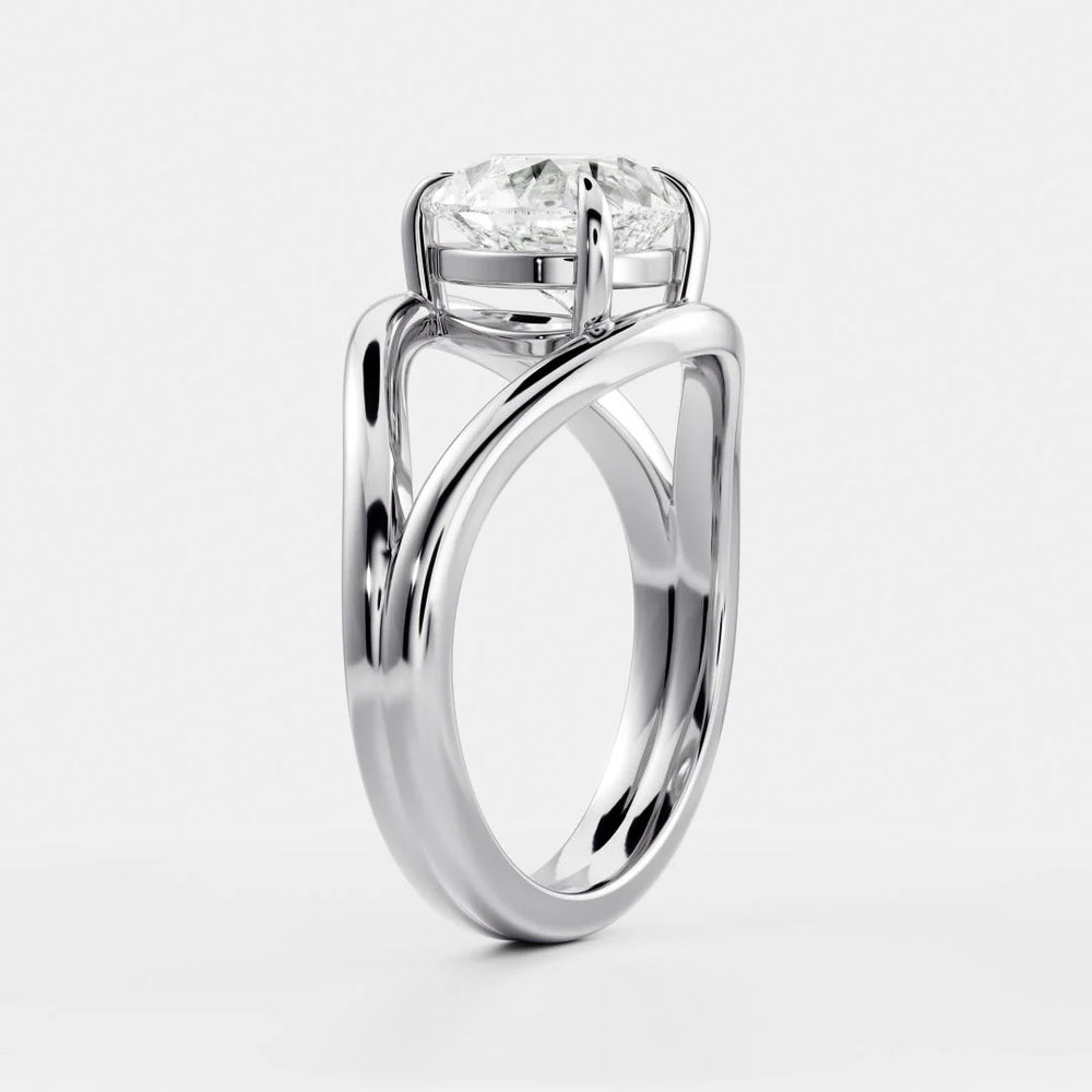 Seraphina Criss Cross Round Diamond Engagement Ring