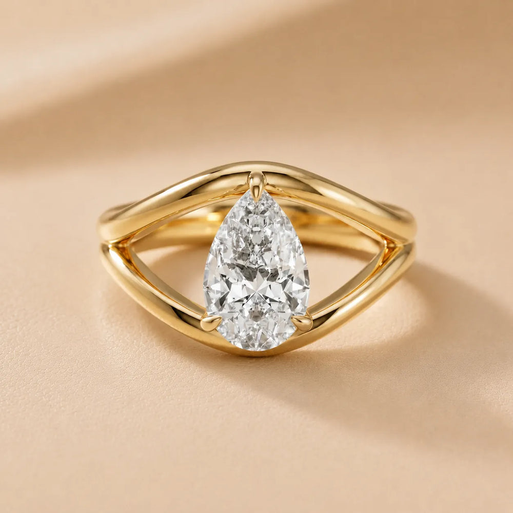 Seraphina Criss Cross Round Diamond Engagement Ring