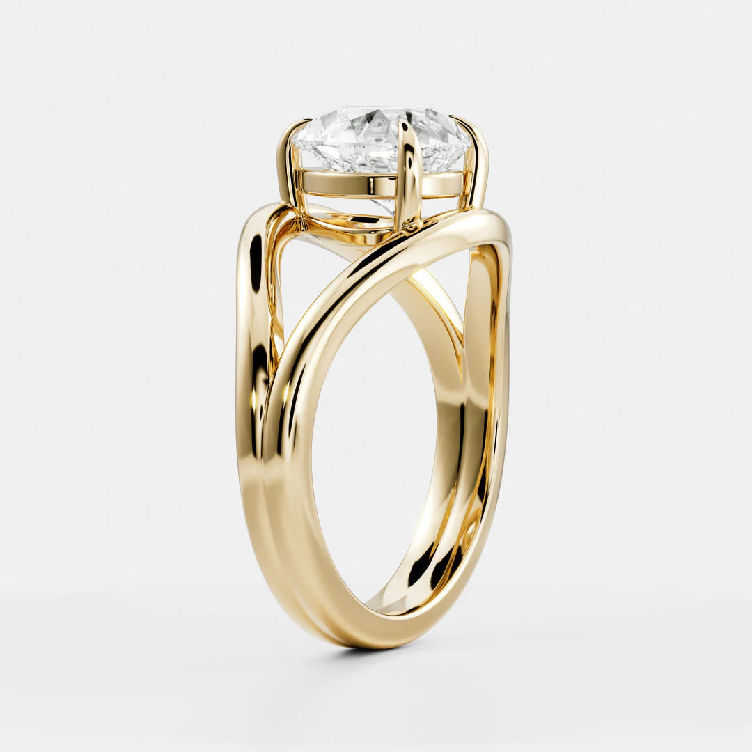 Seraphina Criss Cross Round Diamond Engagement Ring