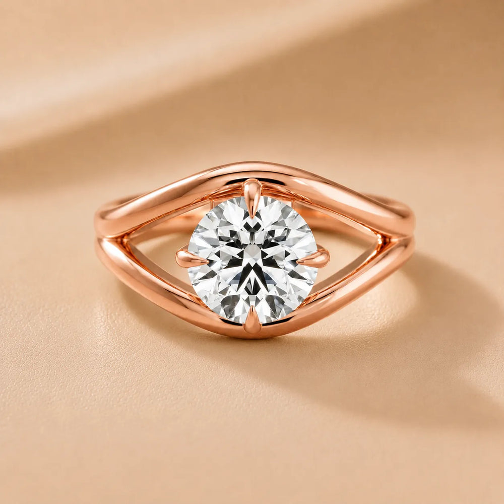 Seraphina Criss Cross Round Diamond Engagement Ring