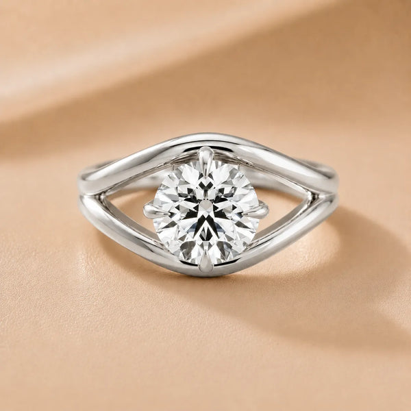 Seraphina Criss Cross Round Diamond Engagement Ring