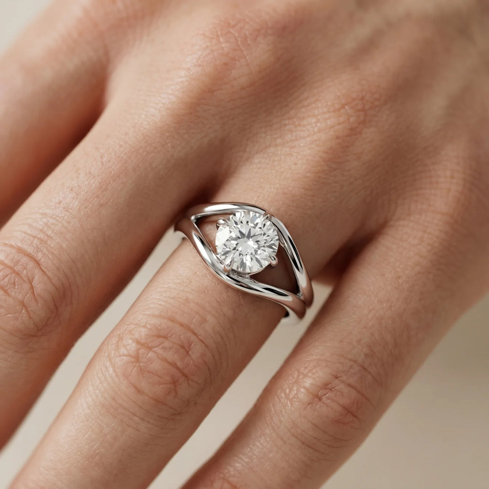 Seraphina Criss Cross Round Diamond Engagement Ring