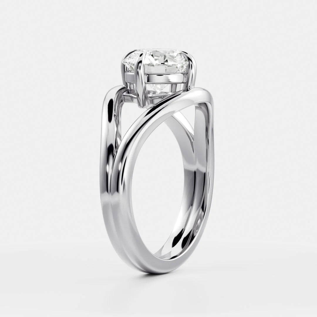 Seraphina Criss Cross Round Diamond Engagement Ring