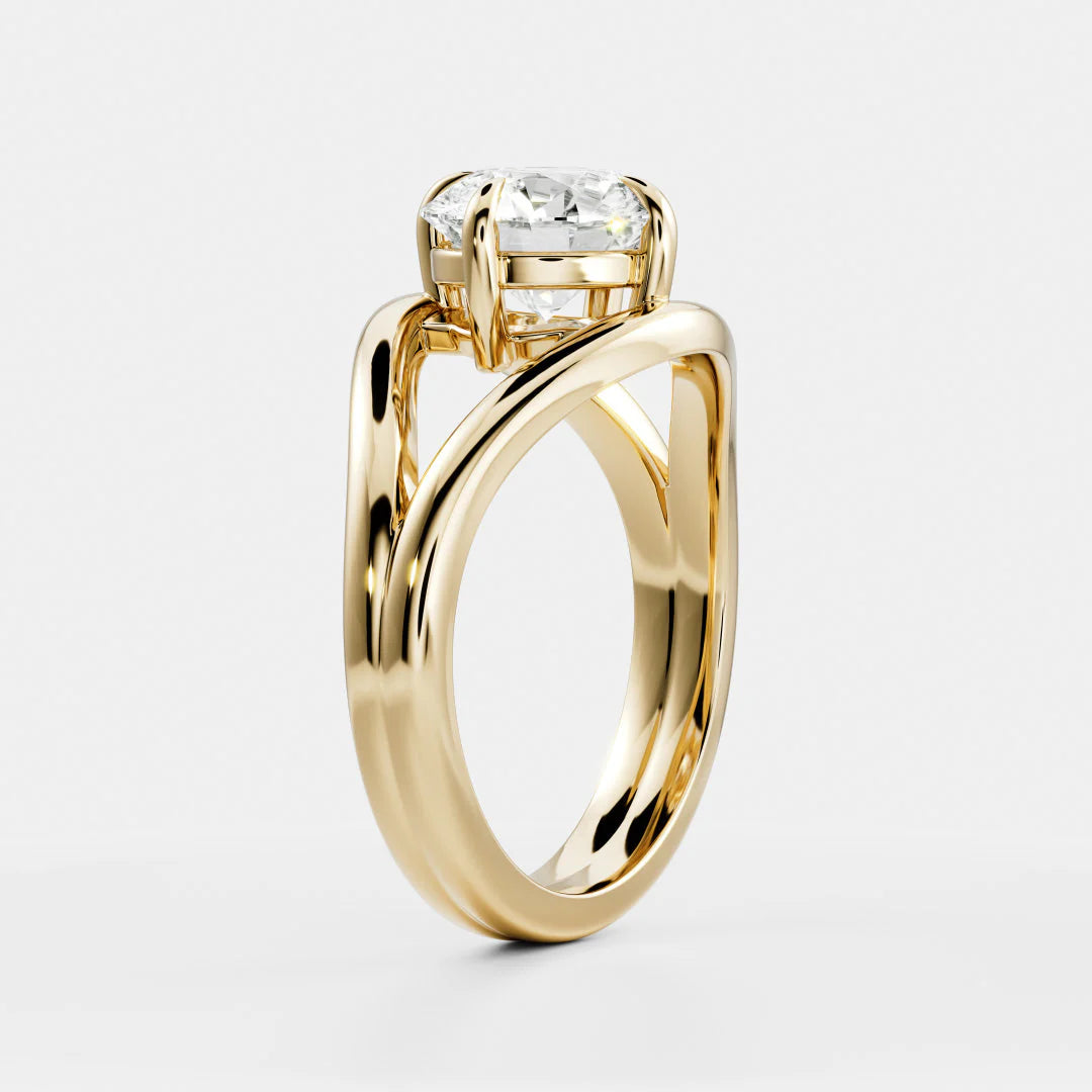 Seraphina Criss Cross Round Diamond Engagement Ring