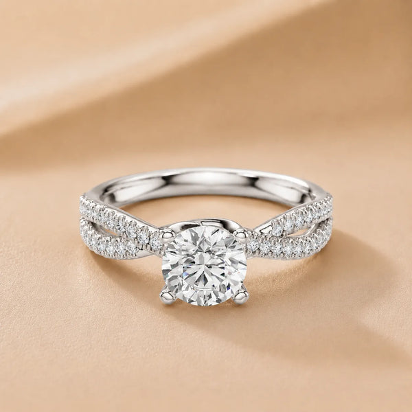 Serenity Knot Ring with Round Diamond