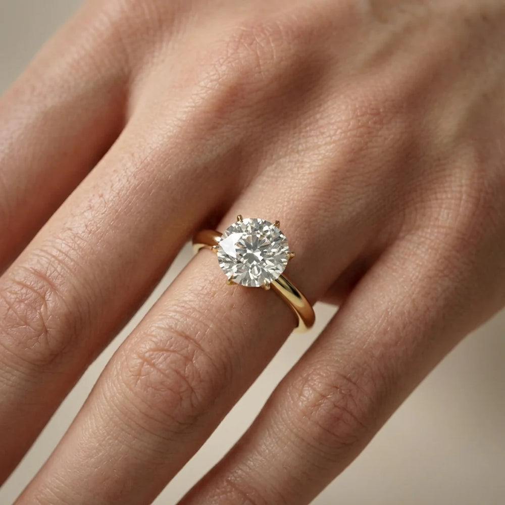 Serena Blossom Solitaire Round Diamond Engagement Ring