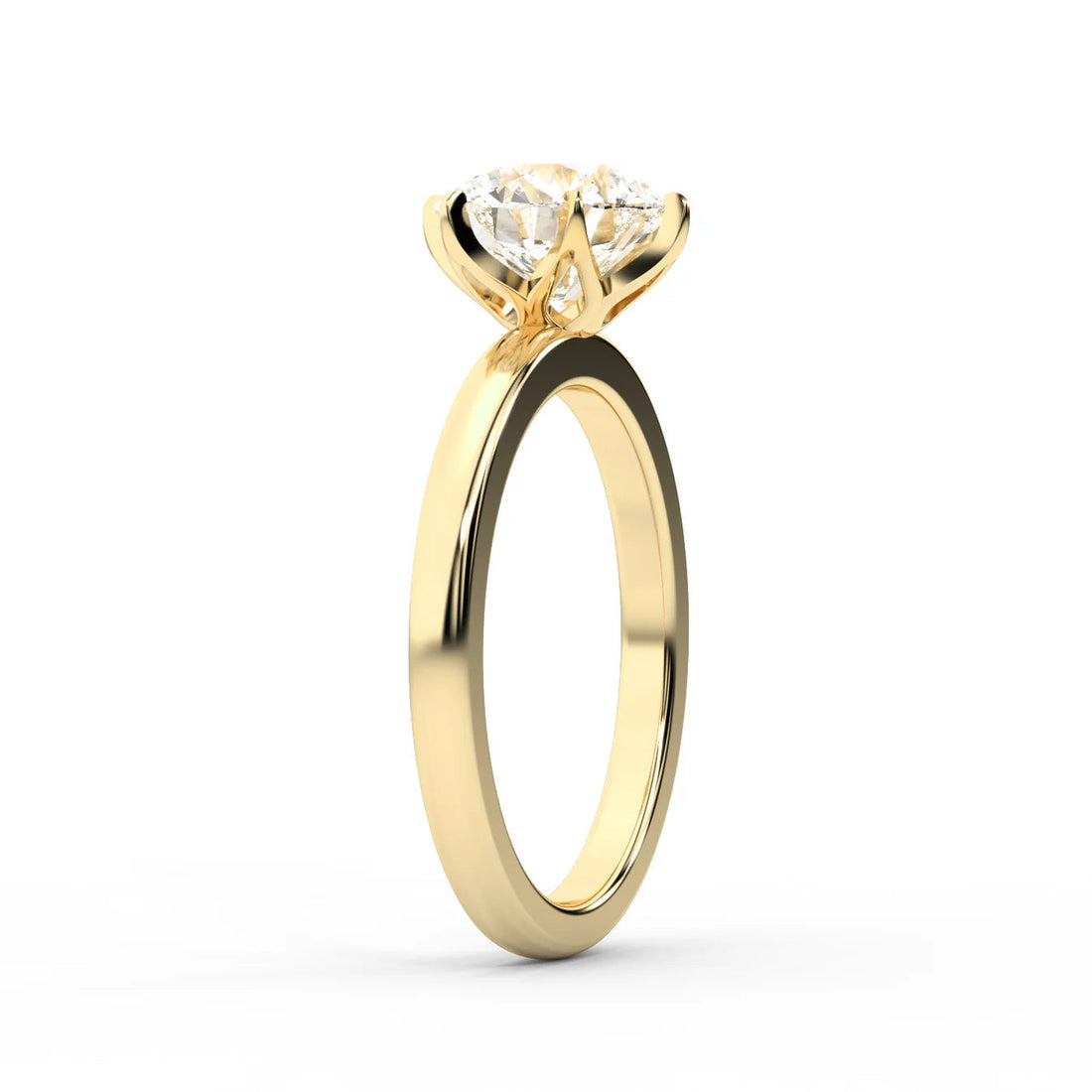 Serena Blossom Solitaire Diamond Engagement Ring – Round (14K Yellow Gold)