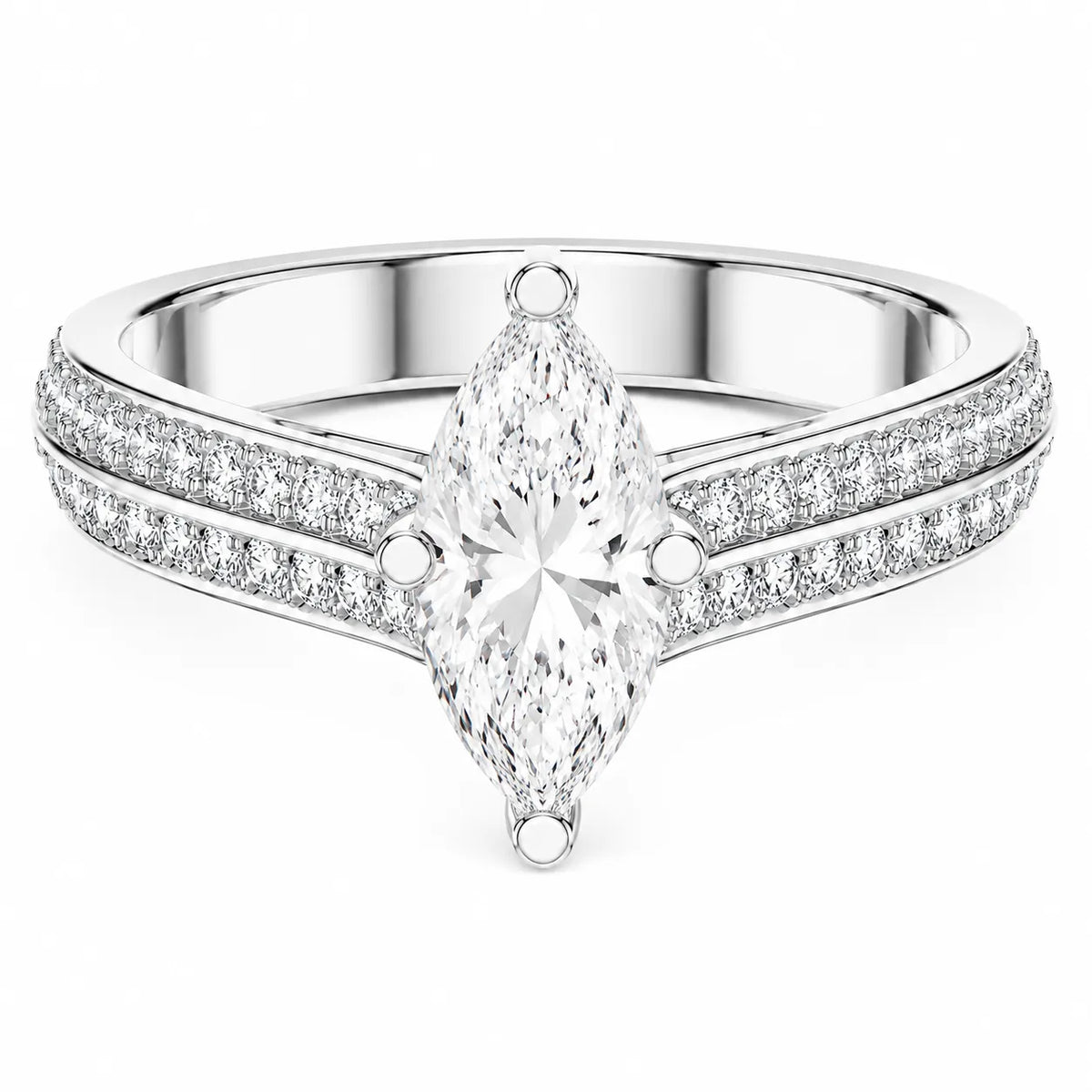 Serene Oval Ring with Side Stone