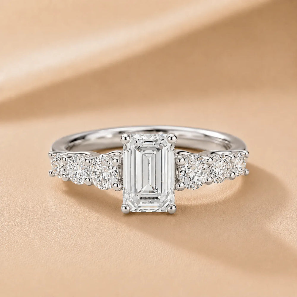 Celeste Seven-Stone Emerald Diamond Engagement Ring
