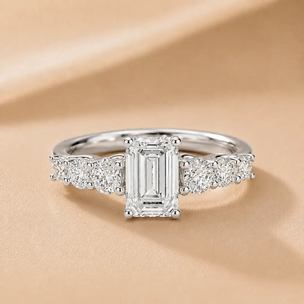 Celeste Seven-Stone Emerald Diamond Engagement Ring