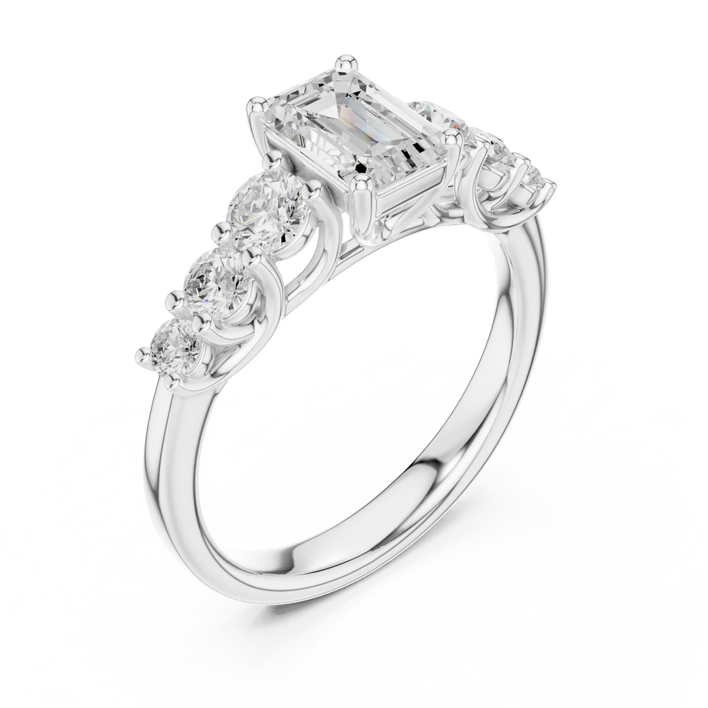 Celeste Seven-Stone Emerald Diamond Engagement Ring