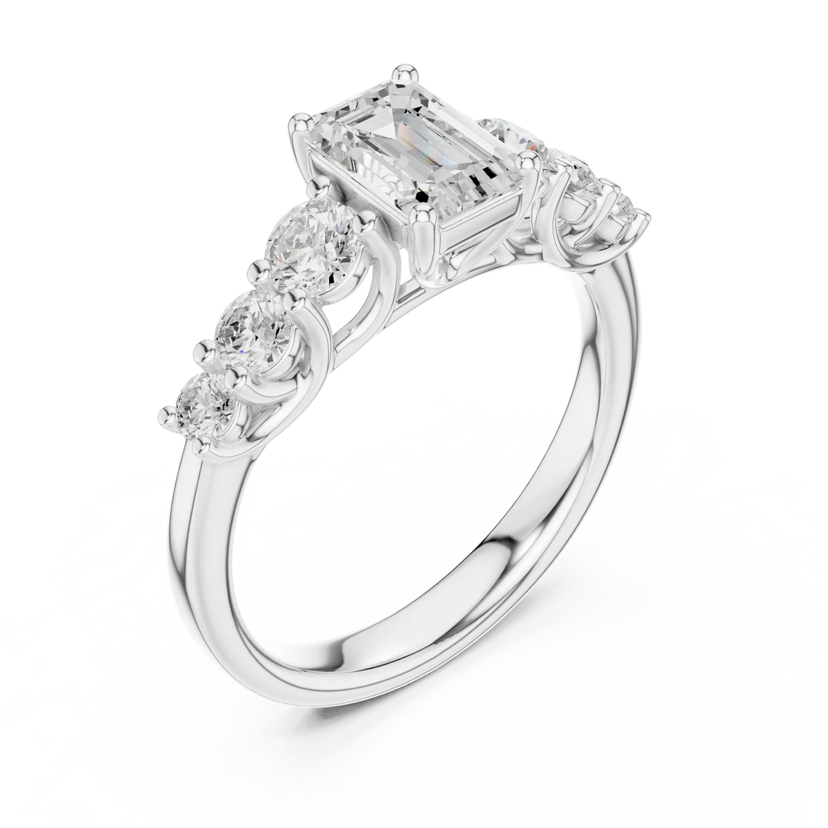 Celeste Seven-Stone Emerald Diamond Engagement Ring