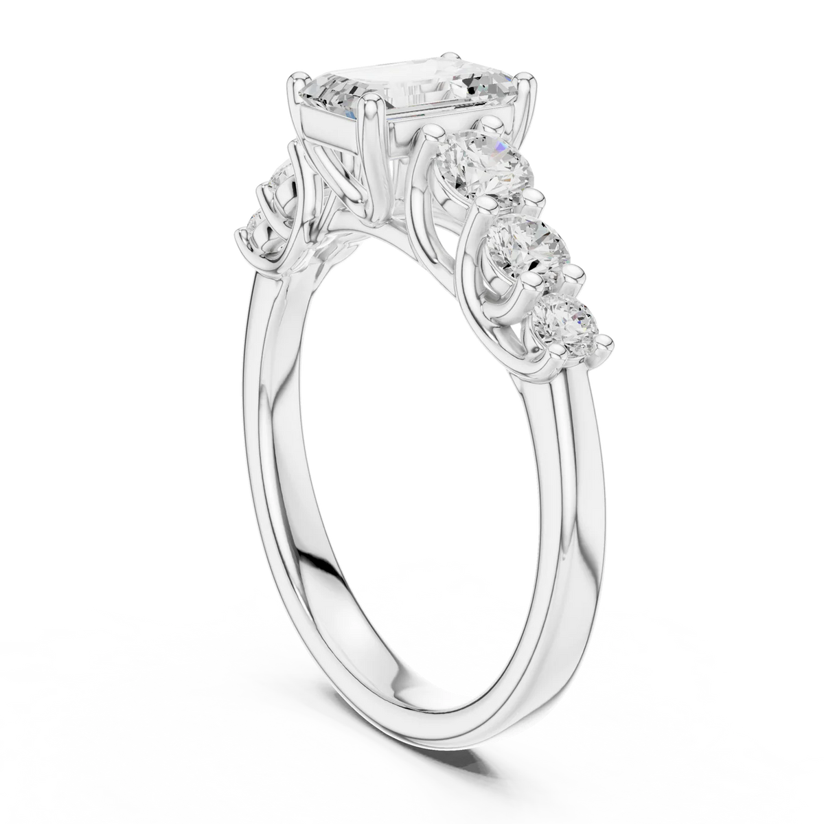 Celeste Seven-Stone Emerald Diamond Engagement Ring