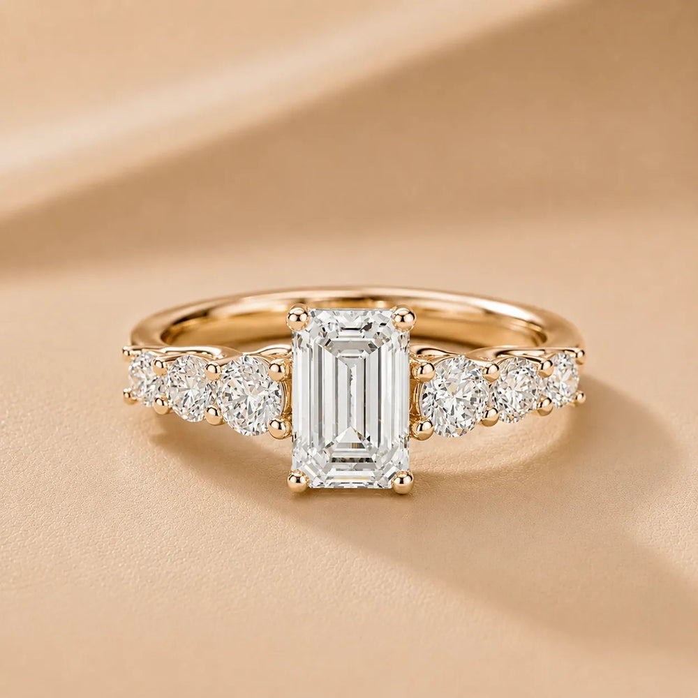 Celeste Seven-Stone Emerald Diamond Engagement Ring
