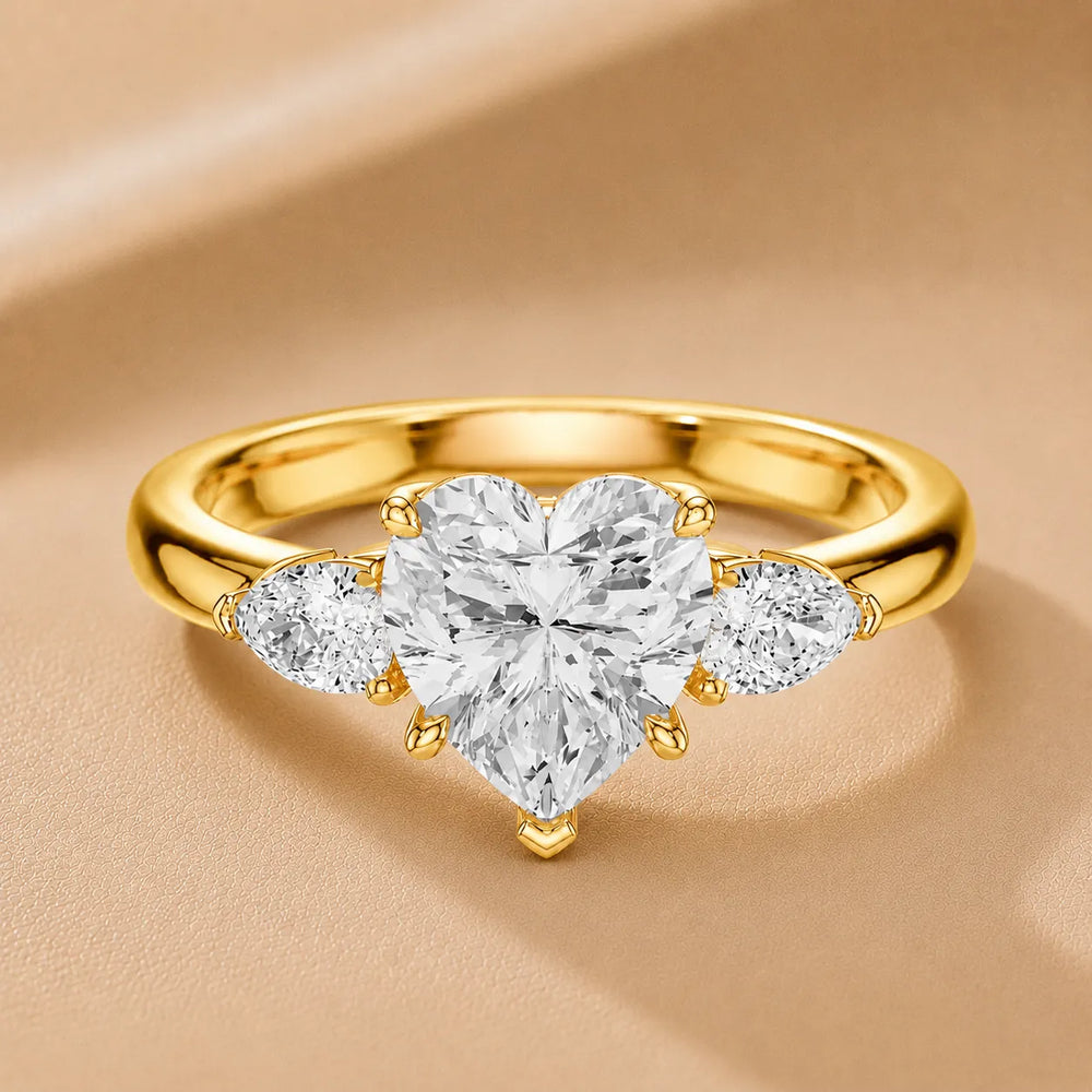 Designer Asscher Diamond Ring with Pear Side Stones