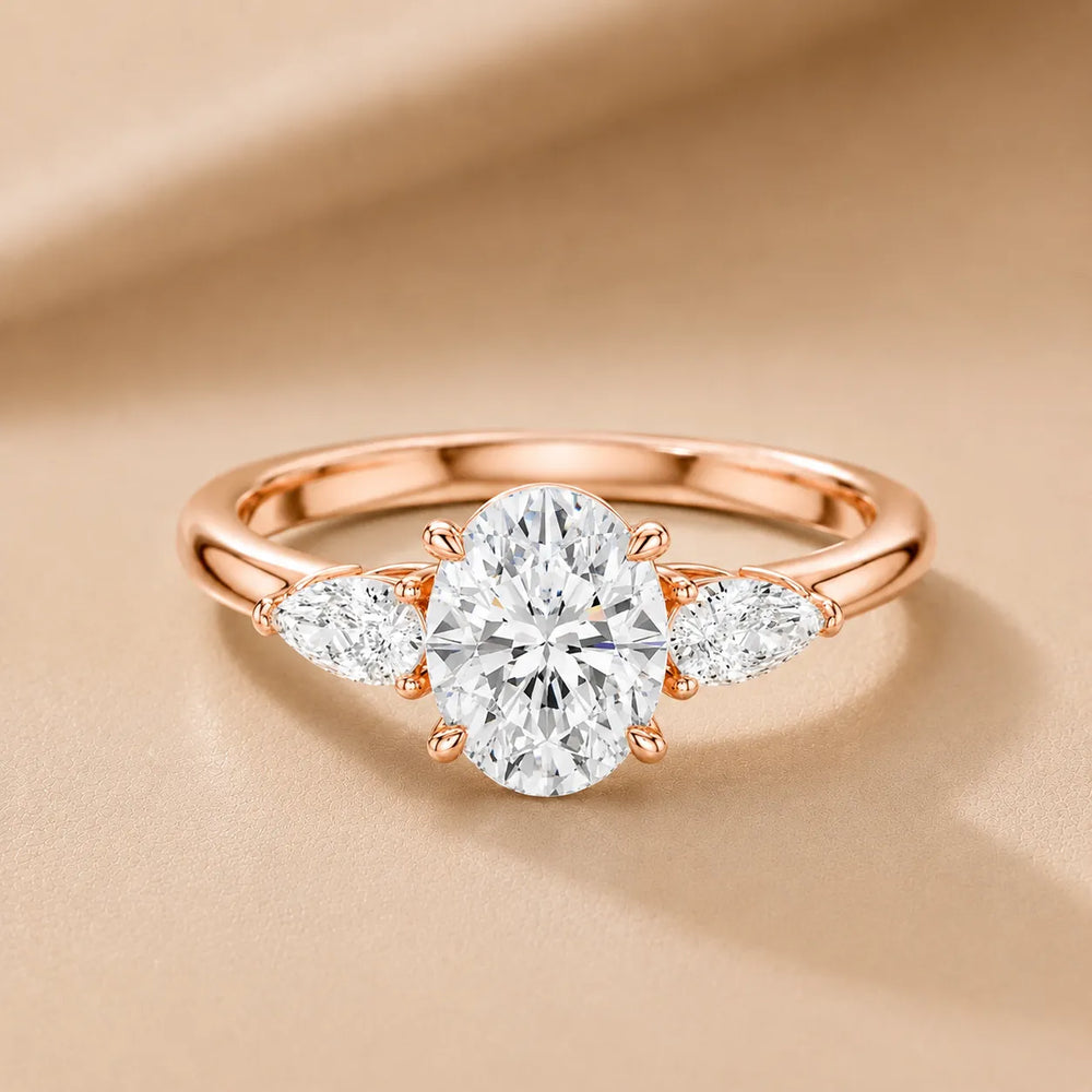 Designer Asscher Diamond Ring with Pear Side Stones