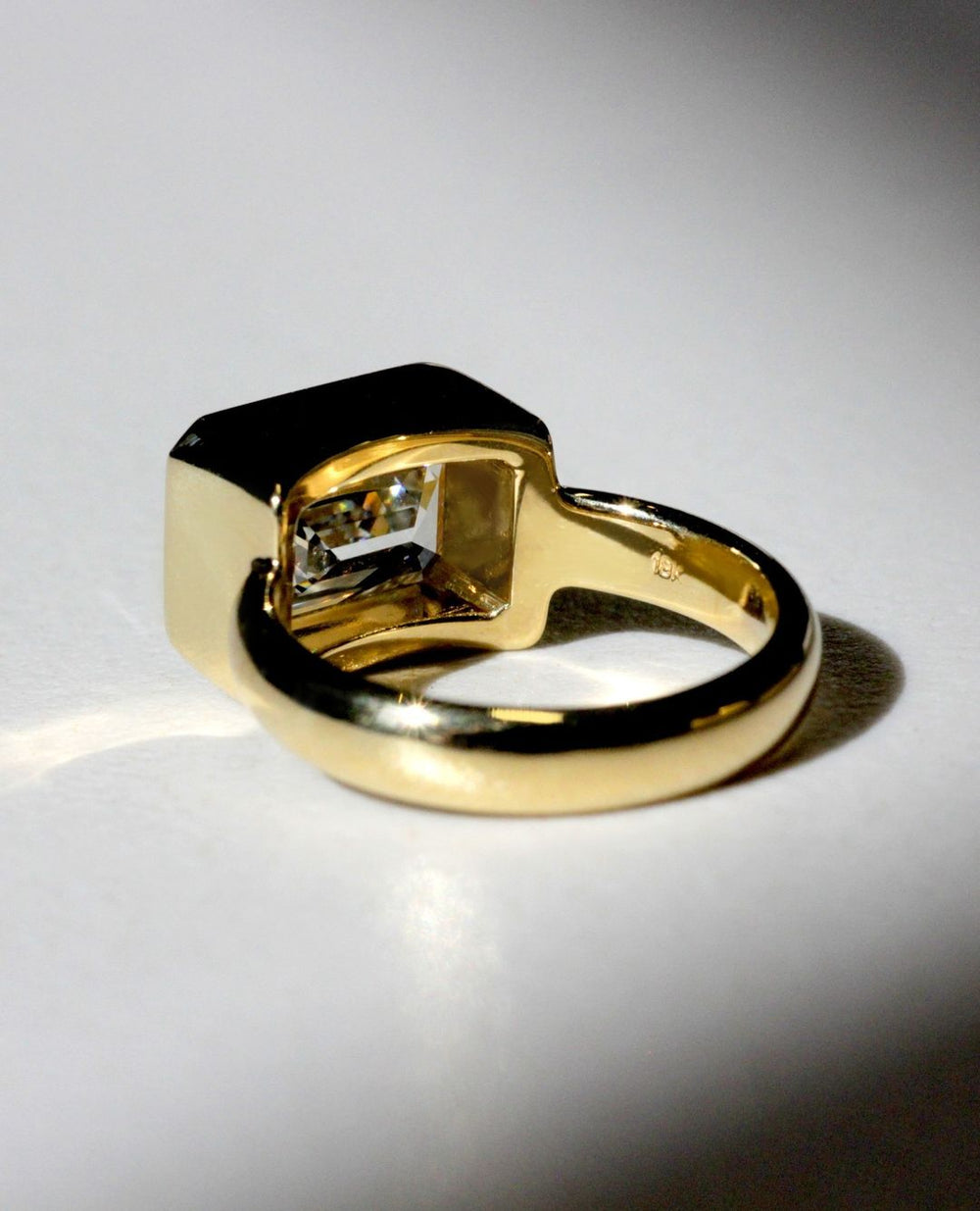 Bezel Set Emerald Cut Labgrown Engagement Ring