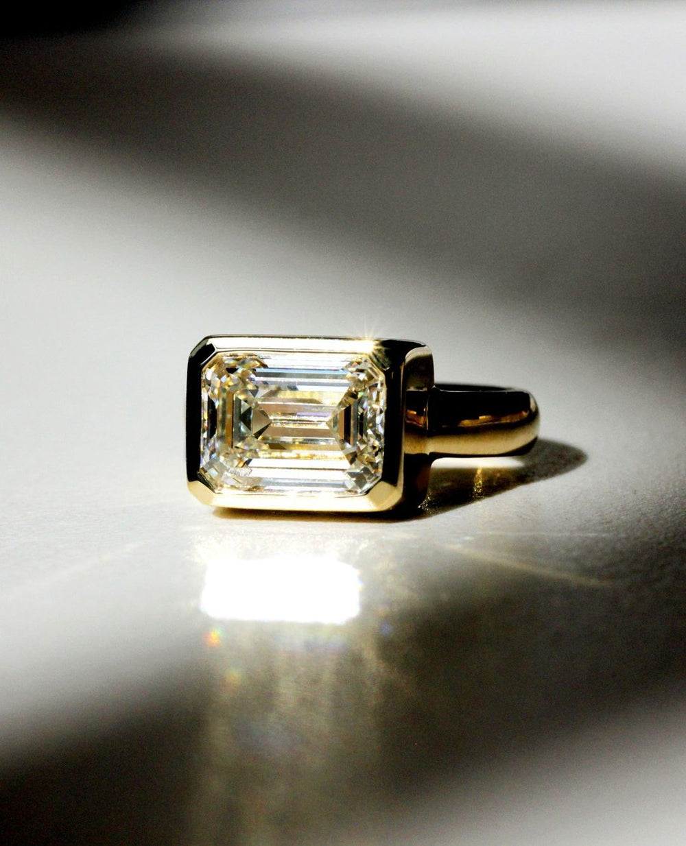 Bezel Set Emerald Cut Labgrown Engagement Ring