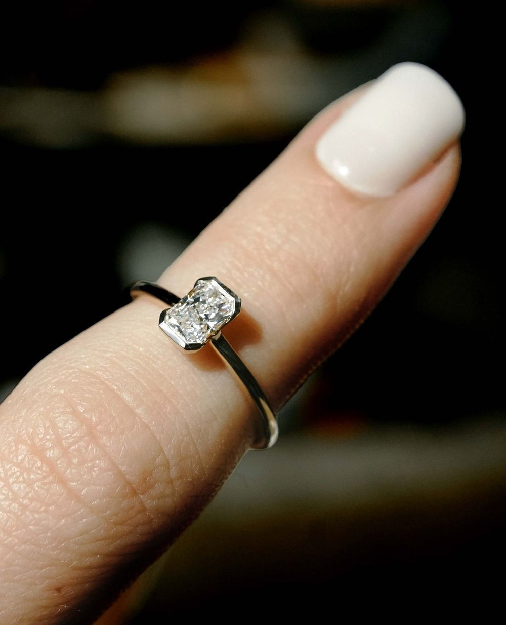 Bezel Set Radiant Cut Labgrown Engagement Ring