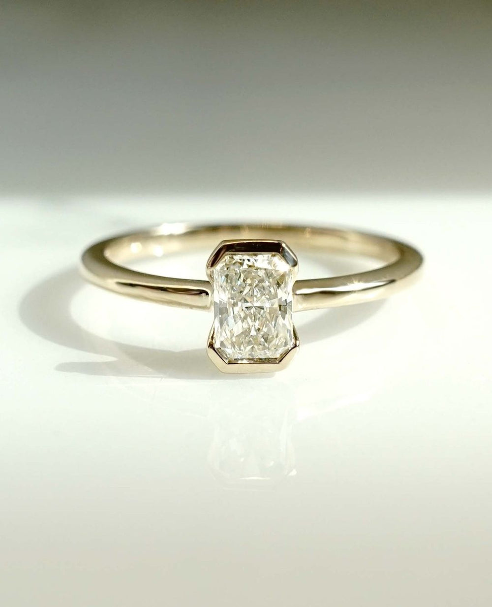 Bezel Set Radiant Cut Labgrown Engagement Ring