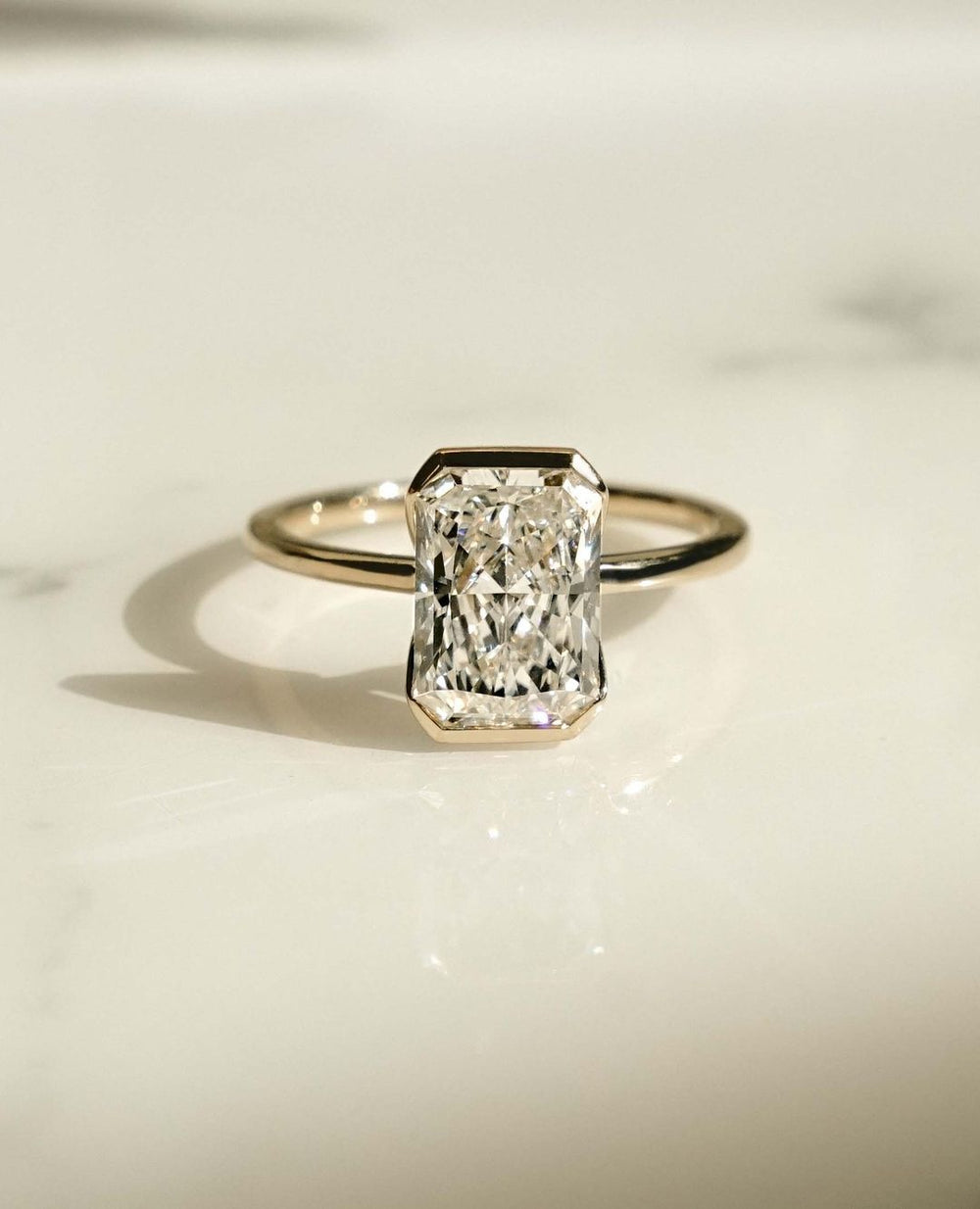 Bezel Set Radiant Cut Labgrown Engagement Ring