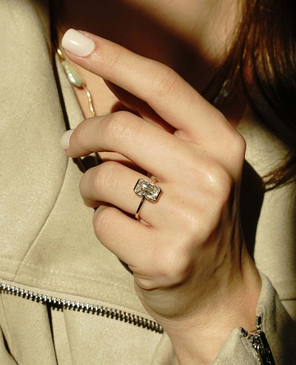 Bezel Set Radiant Cut Labgrown Engagement Ring