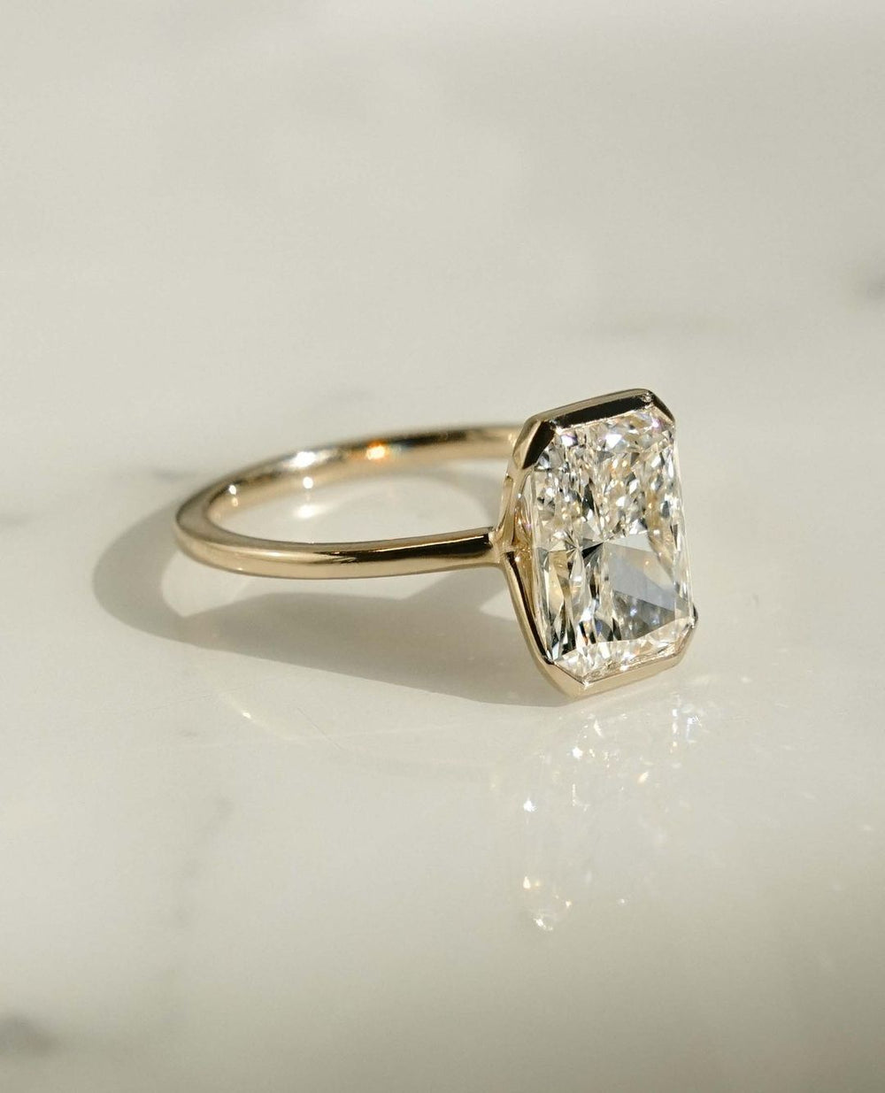 Bezel Set Radiant Cut Labgrown Engagement Ring