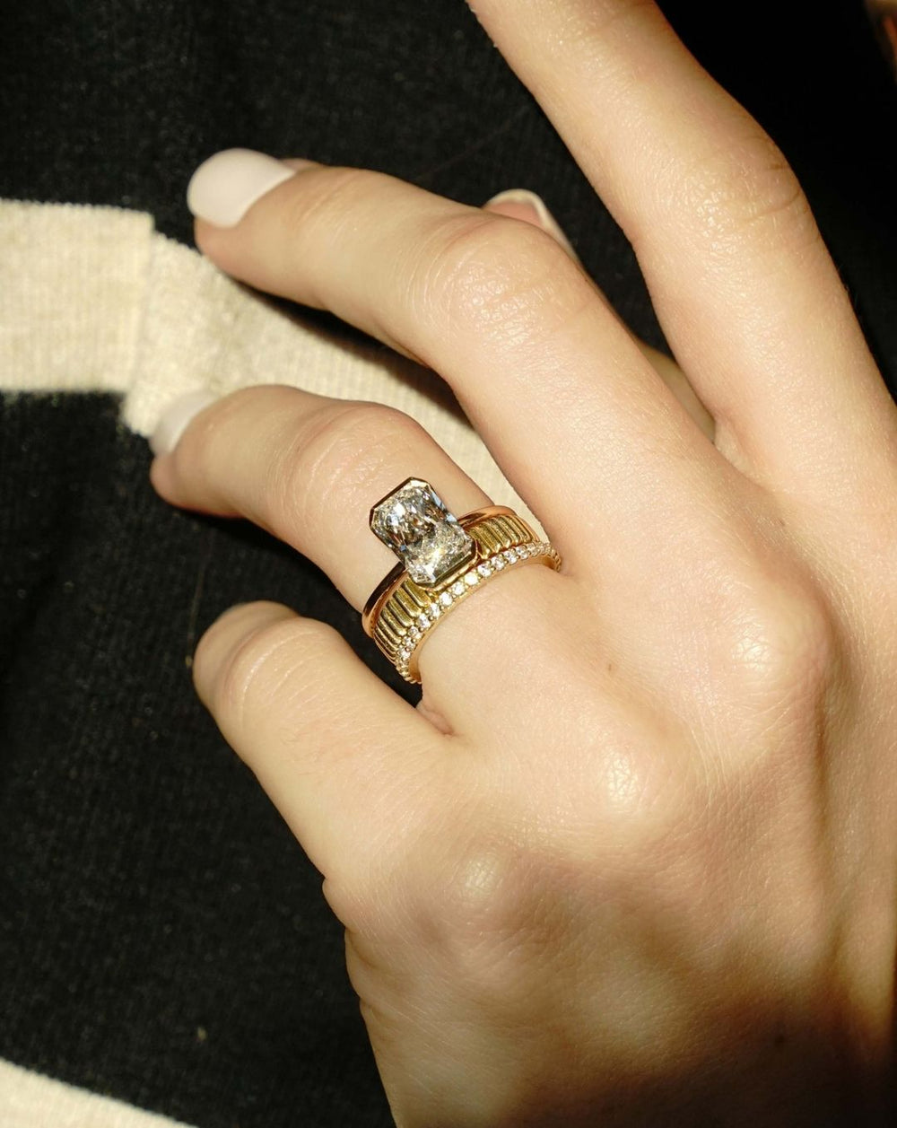 Bezel Set Radiant Cut Labgrown Engagement Ring
